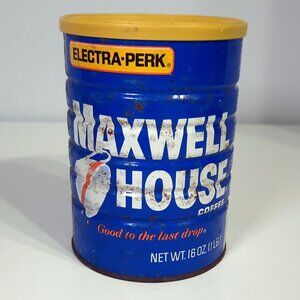 Vintage Maxwell House Electra Perk Coffee 16oz Metal Can SEALED Lid